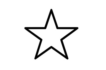 Simple five pointed star outline isolated on white background for rating and favorite concepts