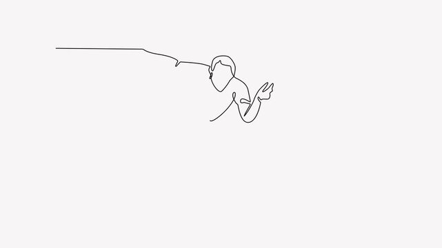 Animated self drawing of bowling player. Continuous line animation of bowling athlete. Bowling player throwing ball. Single line moving video for bowling sport competition.