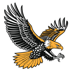 Obraz premium Soaring Eagle: A symbol of strength and freedom, an eagle, with wings fully extended in flight, captures the essence of power and grace.