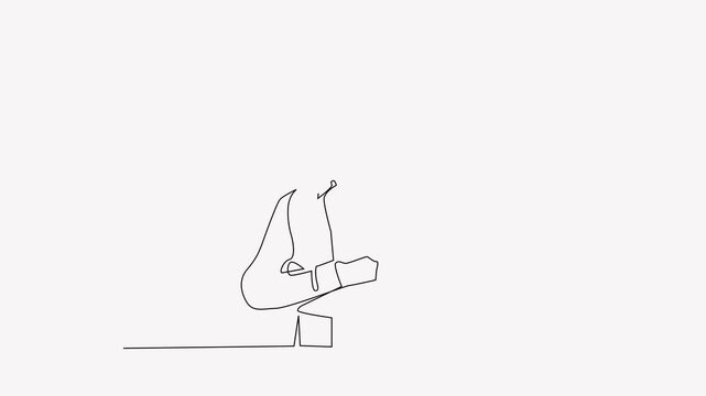 Animated self drawing billiard athlete.continuous line animation of billiard athlete posing with billiard stickst.moving line video.