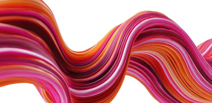 Flowing ribbon of blended warm hues against a black background