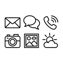 Social Media Icons Set - Communication, Photography, Nature, Cloud, Image, Phone, Chat, Mail