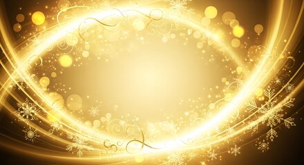 Warm golden abstract light background with glowing bokeh circles, elegant festive atmosphere, luxury holiday design for Christmas or New Year.
