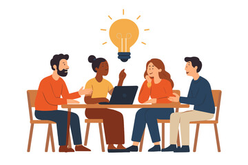 Business colleagues collaborating on a project and discussing new ideas in a meeting