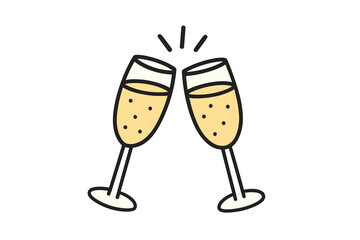 Clinking champagne glasses filled with sparkling wine for a celebration