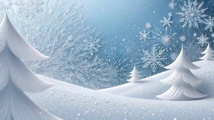 Magic winter wonderland landscape of crystalline frost and serene snow