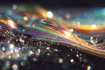 Fototapeta premium close up of shimmering iridescent bubble surface