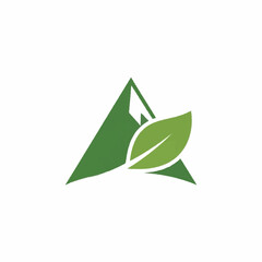 Green mountain and leaf logo design concept.