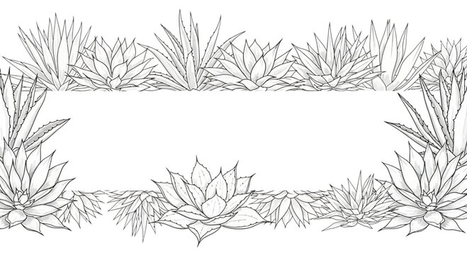 Monochrome agave plant frame illustration for various creative endeavors