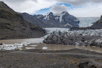 Svínafellsjökull glacier and lake in Iceland