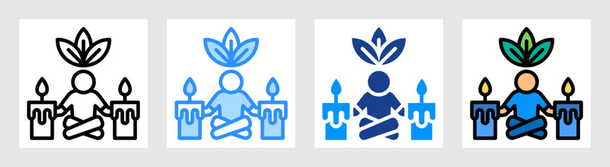 Candle Meditation Icon Collection Set Multiple Style