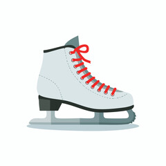 White Figure Ice Skate with Red Laces.