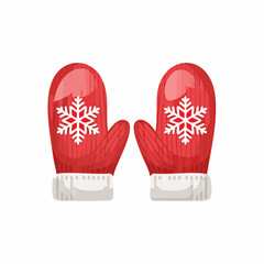 Festive Red Mittens with Snowflake Design for Winter Warmth.