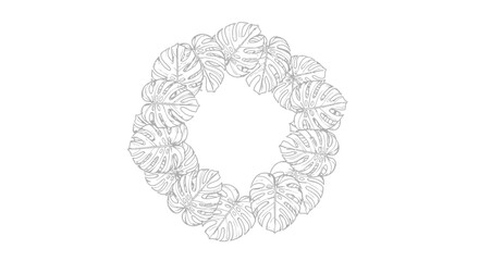 Monstera leaf wreath vector illustration for decorative design concepts