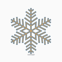 Stylized Snowflake Icon with Gradient Fill and Outline on White Background.