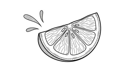 Refreshing citrus slice outline illustration with juice drops effect