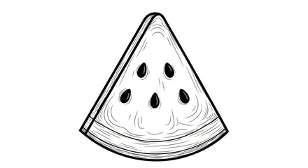 Striking monochrome drawing of a watermelon slice, ready for summer