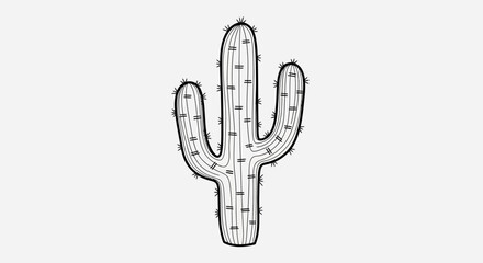 Stylish cactus illustration with a bold outlined and simple details