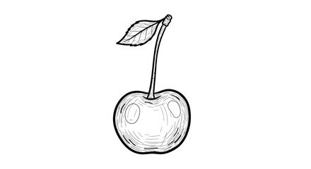 Stylized cherry drawing for organic products and decorative use, detailed lines