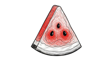 Stylized Watermelon Slice Illustration with Hand-Drawn Aesthetic,Isolated