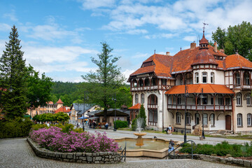 vintage spa building in Swieradow Zdroj, Poland