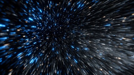 Abstract cosmic background with glowing light rays creating a warp effect design