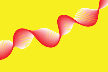 Abstract Red Ribbon Wave on Yellow Background Vector Design
