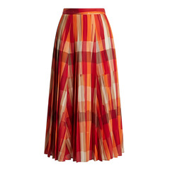 Vibrant pleated midi skirt with vertical stripes