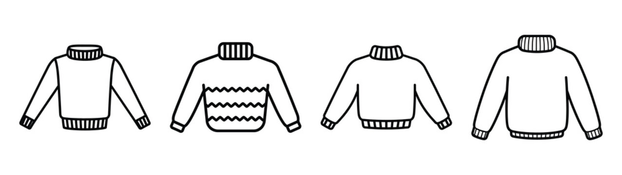 knitted sweater line art icon set. Christmas outline Vector illustration icons.