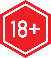 18 Plus Age Restriction Sign – Red Hexagon Warning Vector Icon