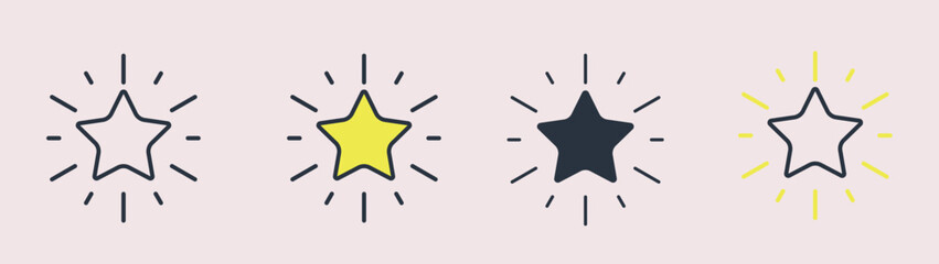 Shining Star Icon Set Sparkle, Glow, and Light Effect Vector Collection, Sparkle and Shine Icons ,Bright Star and Glitter Symbol Vector Design, Glow and Twinkle Vector Set , Shiny Light, Spark, 