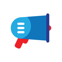 Flat Megaphone Icon for Announcement, Marketing, and Promotion