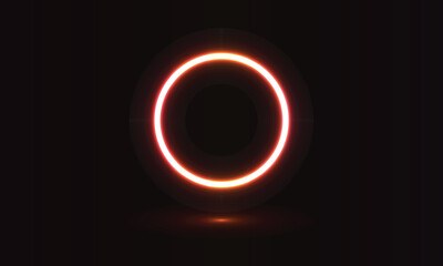 Glowing Neon Ring Vector – Red Orange Gradient on Dark Background