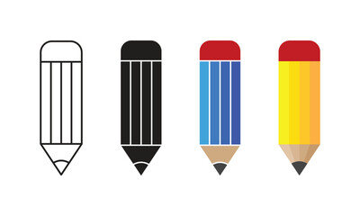 Pencil Illustration Stages – Outline to Full Color Vector Set
