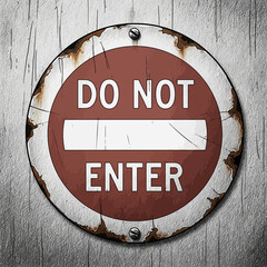 Cartoonish Style: A weathered "Do Not Enter" sign on a textured backdrop