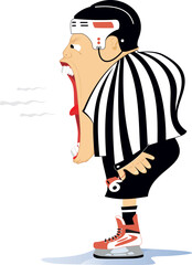 Ice hockey.  Screaming referee 