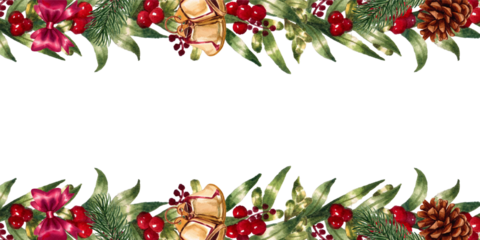 christmas frame with holly and berries