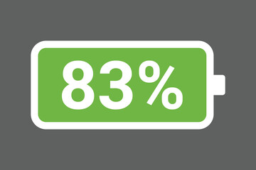 Green Battery Icon Showing 83% Charge &ndash; Full Power Level digital Stock Image