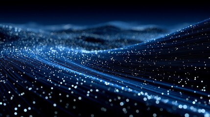 Abstract digital wave with glowing particles simulating data stream visualization