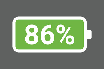 Green Battery Icon Showing 86% Charge &ndash; Full Power Level digital Stock Image
