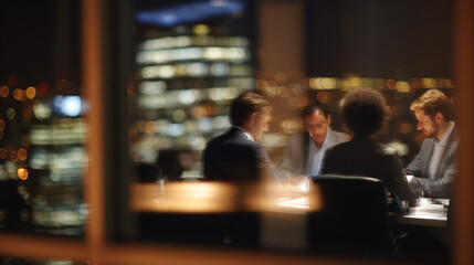 Obraz premium Blurred group of business people in office.