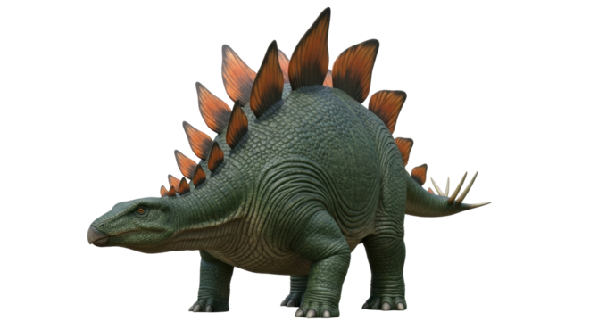 Isolated Stegosaurus dinosaur, a reptile from the late Jurassic period, no people