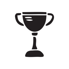Simple dark silhouette of a classic trophy cup with handles on a pedestal