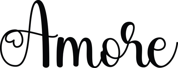 Elegant script typography spelling "amore" signifies a romantic italian love message