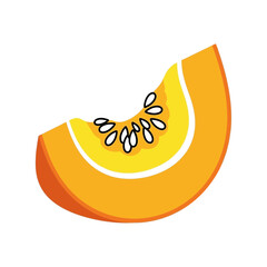 Vibrant pumpkin wedge illustration on white background for design projects