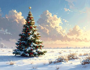 Decorated Christmas Tree for Winter Celebration