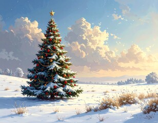 Decorated Christmas Tree for Winter Celebration