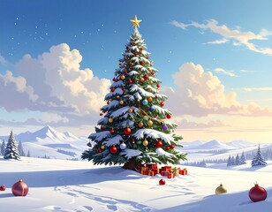 Decorated Christmas Tree for Winter Celebration