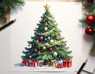 Decorated Christmas Tree for Winter Celebration