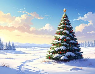 Decorated Christmas Tree for Winter Celebration